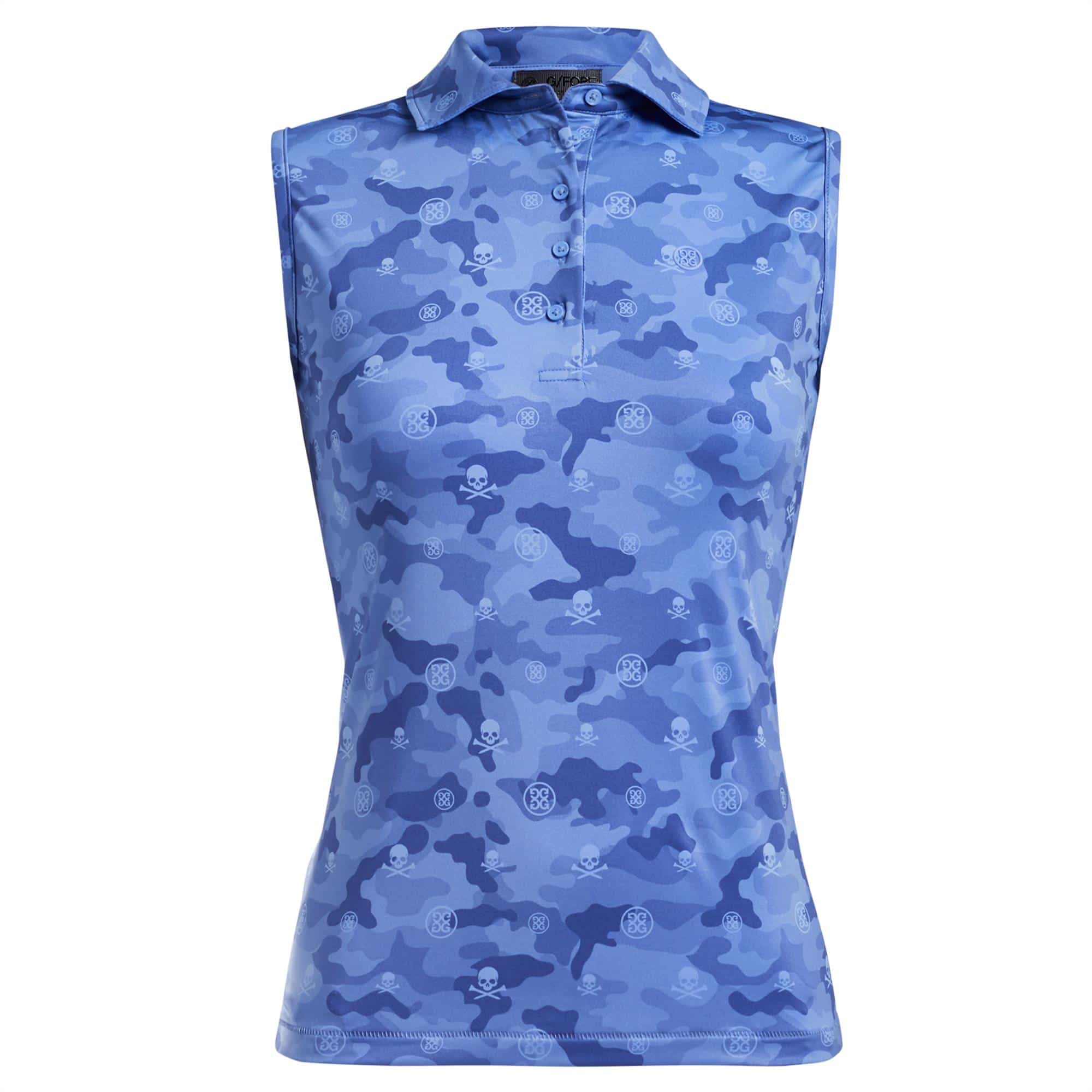 Ladies G/FORE Icon Camo Sleeveless Polo Danube